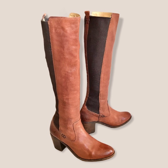 Frye Molly Gore Cognac Tall Skinny Riding Boots